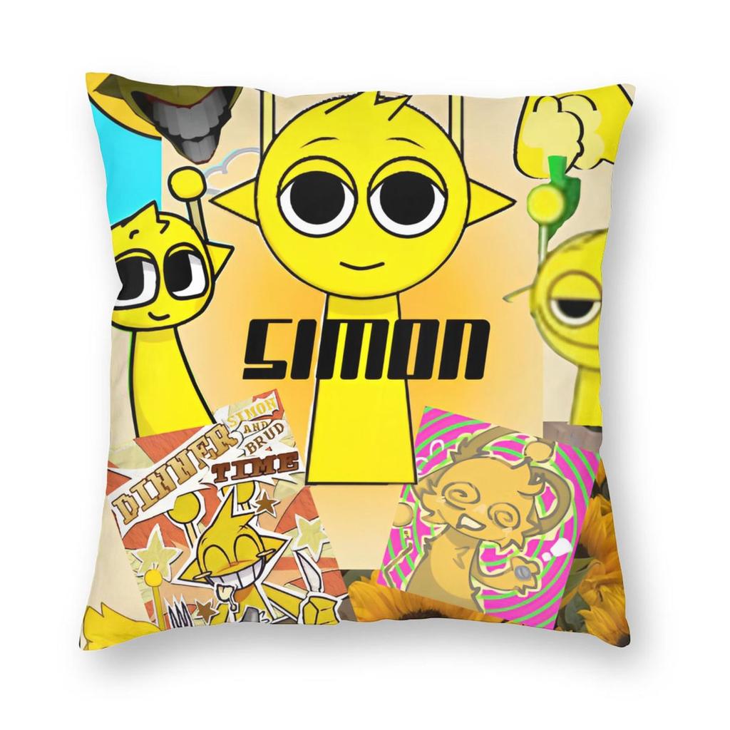 Sprunki Jevin Grappige Game Kussensloop Bedrukte Polyester Kussenhoes Decoratie Sierkussenhoes Hoes Woonkamer Vierkant