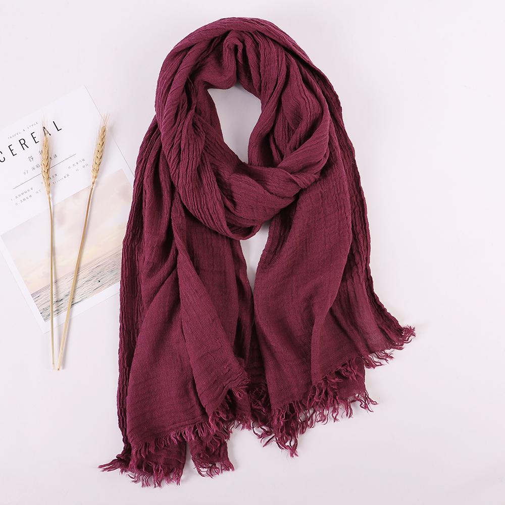 Fashion Designer Linen Cotton Scarf Women Solid Color Muslim Hijab Scarves Shawls Plain Big Pashmina Wrap Head Hair Scarf