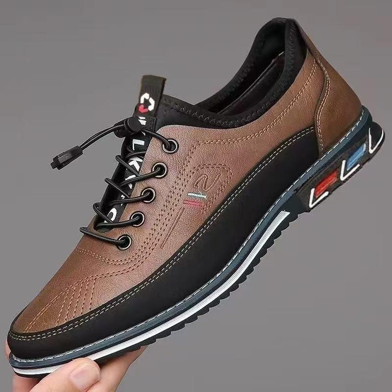 Herrenschuhe in Übergröße schlichte Mode lässige Herrenschuhe Stickerei leichtgewichtige Einschlupf-Lederschuhe Schuhe mit weicher Sohle Herren