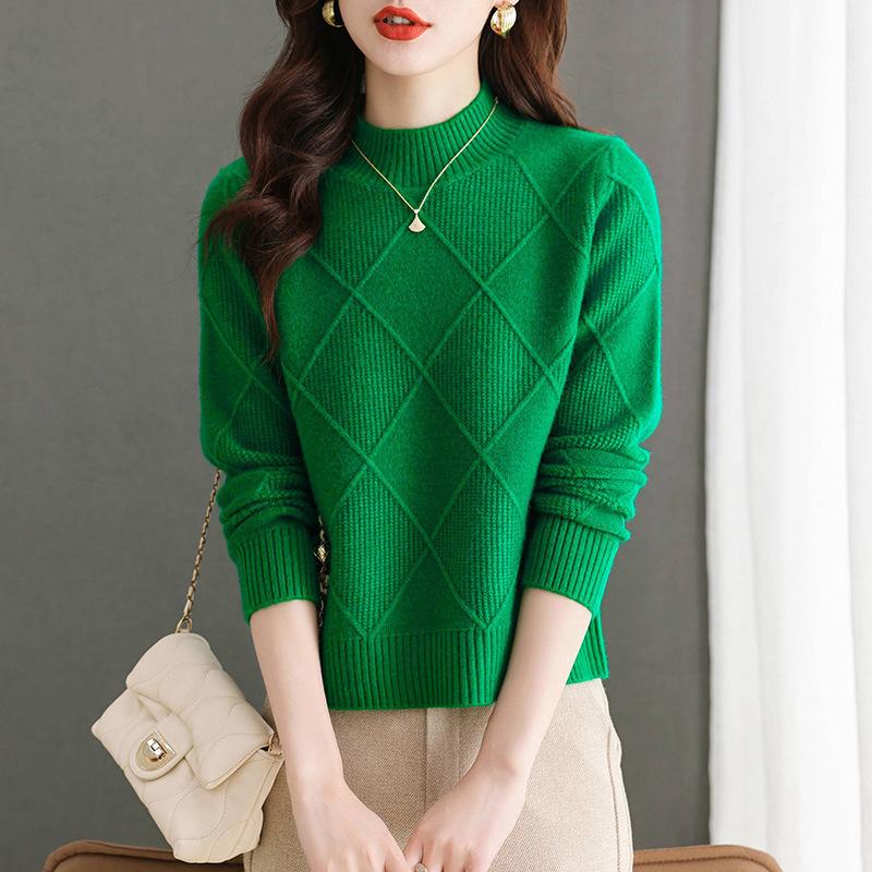 Sweater Women's Autumn/Winter Half High Collar Knitted Bottom Shirt Stylish Interior