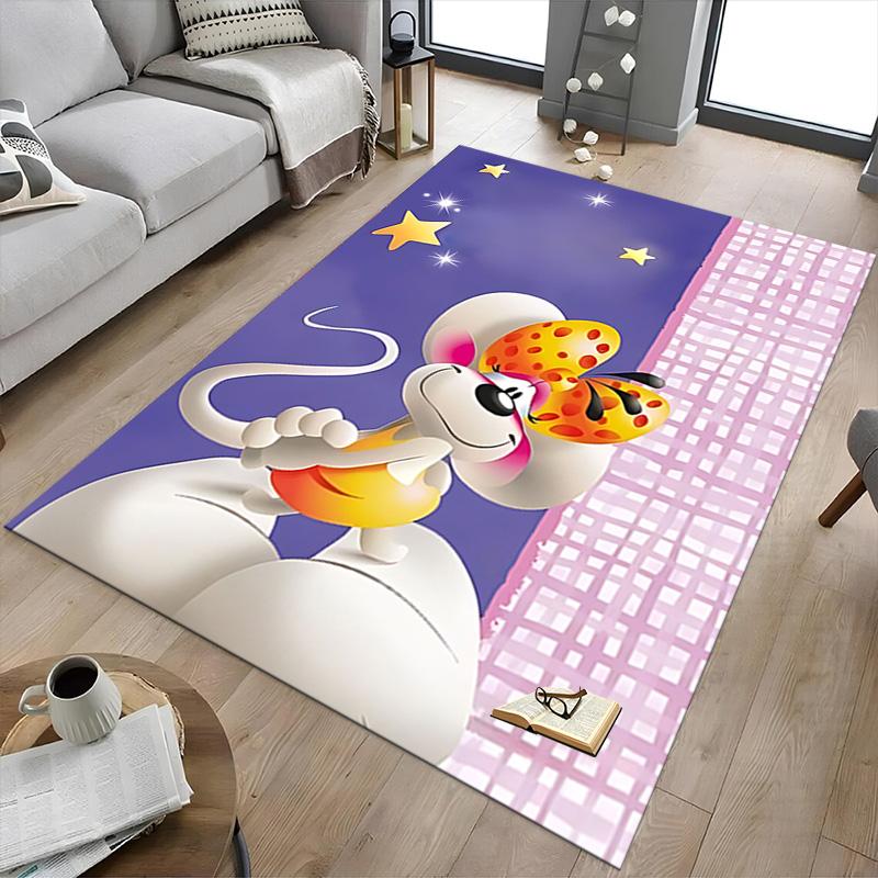 1pc Thank Cute Mice Carpet for Playroom Bedroom Living Room Sofa Home Decor,kids Game Area Rug Non-slip Floor Mat Y72340