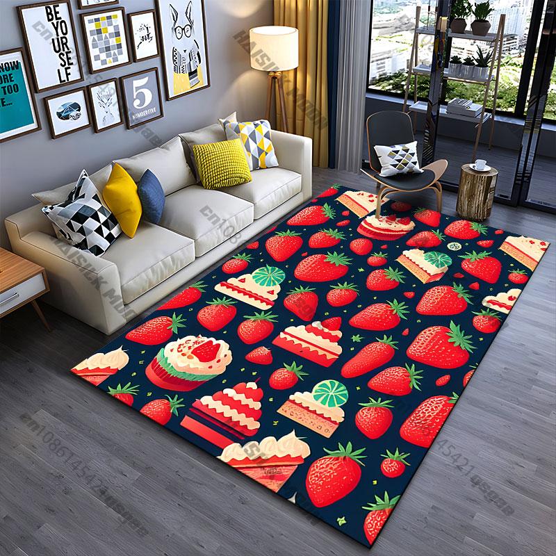 Strawberries desserts colorful pattern carpet Yoga living room room decor children's crawling mat doormat area rug