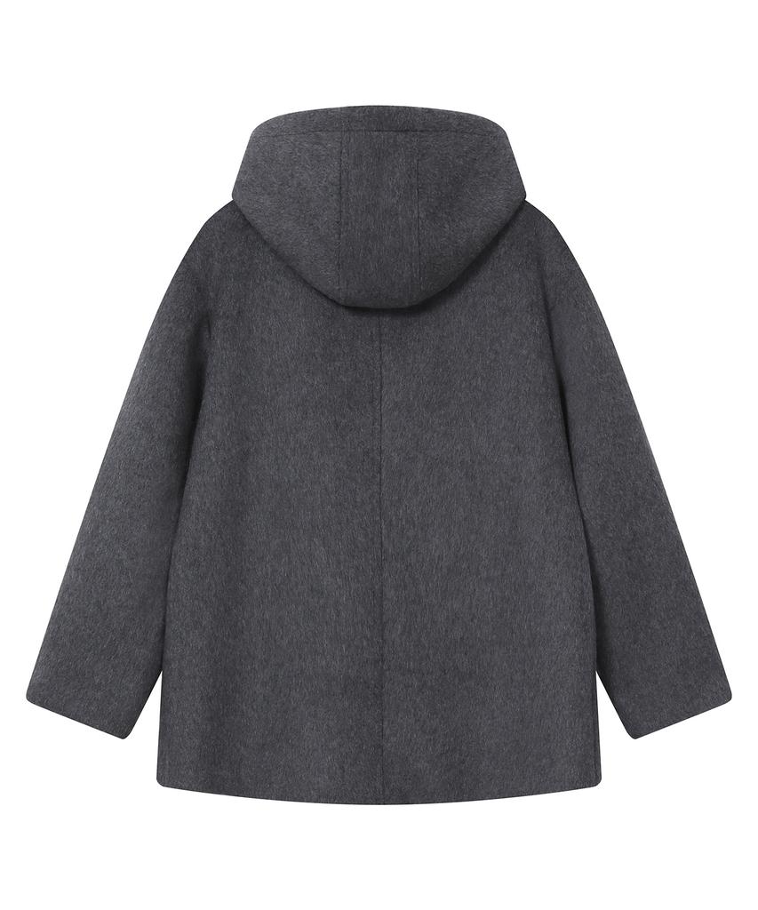 BAUF Check Double Button Half Coat [Grey]