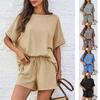 2025 New Plus Size Women's Round Neck Casual Short Sleeve Dress - European and American Style