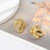 French Gold Bow Knot Stud Earrings In S925 Silver