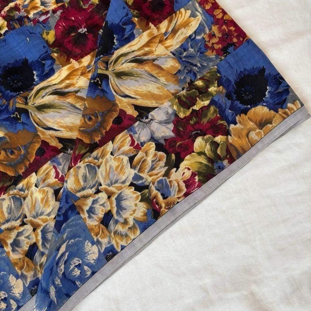 Used Kenzo Large Shawl, Thin Wool, Floral Pattern, 103cm, Stole