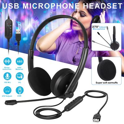 USB-Callcenter-Headset mit um 270° drehbarem Rauschunterdrückungsmikrofon, universeller kabelgebundener Business-Kopfhörer für PC-Laptop-Computer