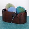 1pc Wooden Yarn Bowl, DIY Knitting Storage Tool, Double-Sided Holes Yarn Storage Bowl, Oval Yarn Organizer Bowl Handicraft Tool