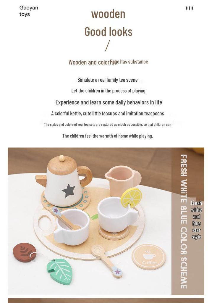 Wooden Afternoon Tea Set for Kids - Educational Role-Playing Toy