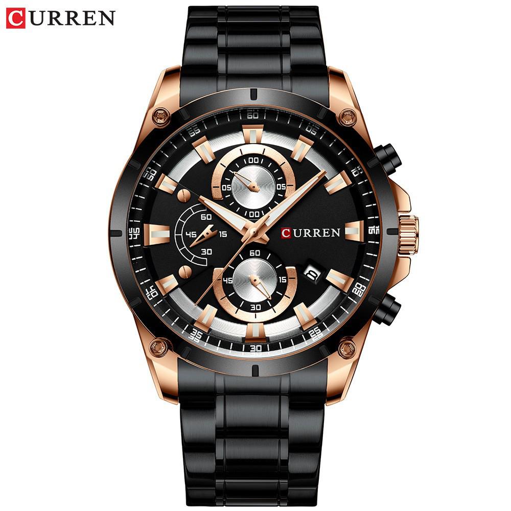 Curren Karien Three-Eye Luminous Waterproof Men s Quartz Watch 8360, Large Dial with Six-Hand Calendar.
