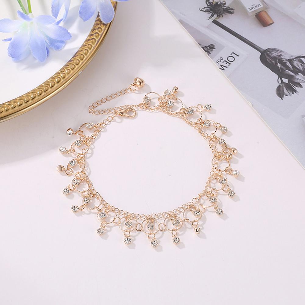 Women Fashion Crystal Tassel Anklet Beach Foot Jewelry