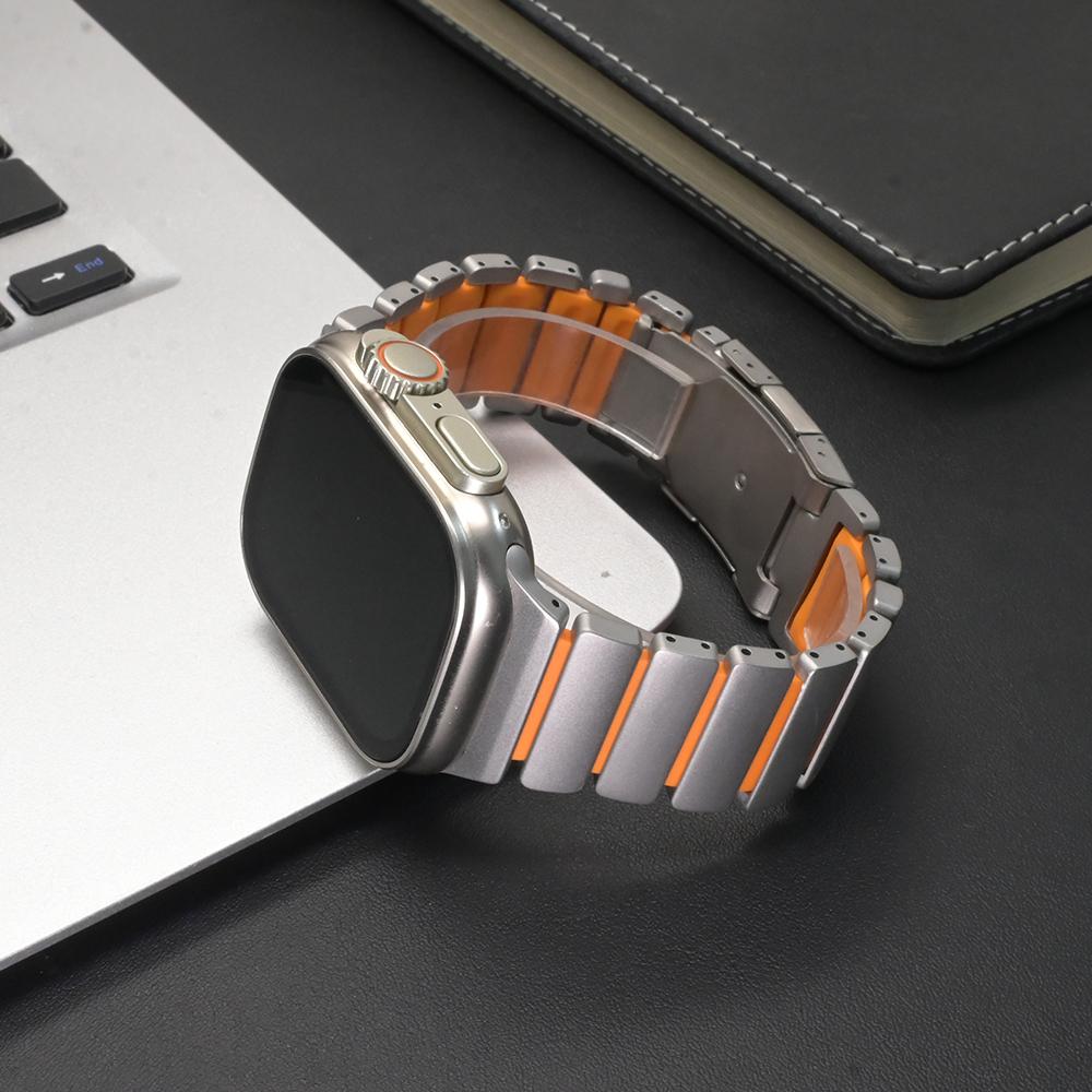 Tytanowy Silikonowy Pasek do Apple Watch Ultra 3 2 49mm Seria 11 10 46mm Luksusowa Bransoleta do iwatch 9 8 7 6 5 SE 45mm 44mm Pasek