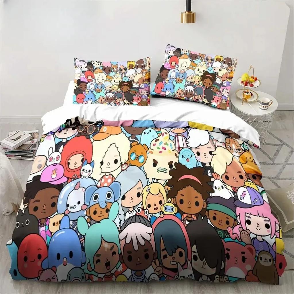 3D Cartoon Game Toca Life World Bedding Set Duvet Cover Bed Set Quilt Cover Pillowcase Comforter king Queen Size Boys Adult