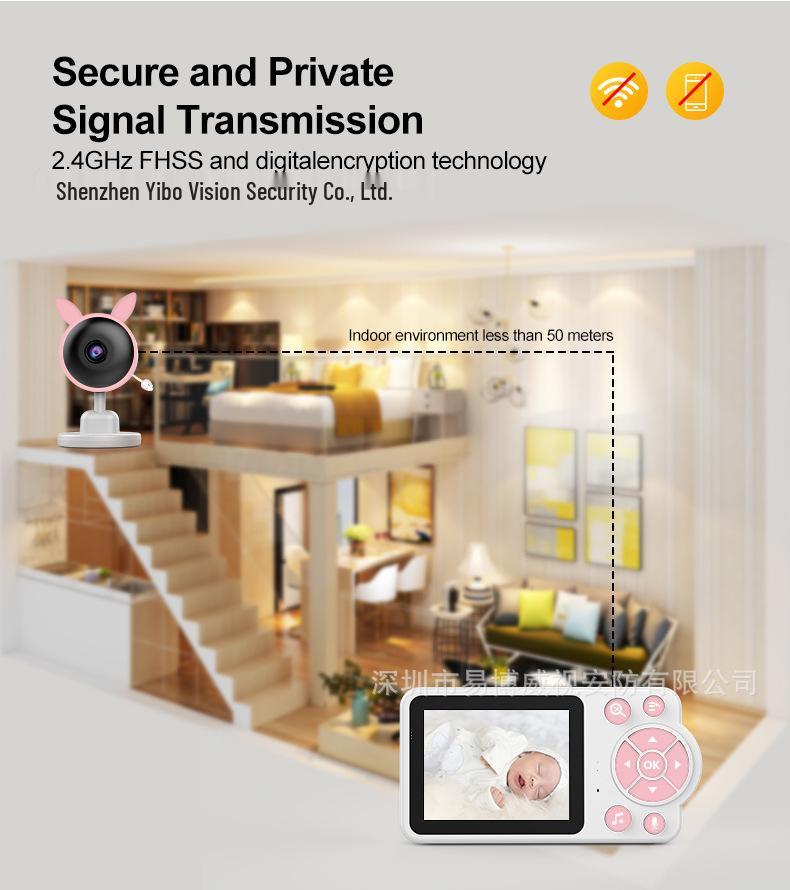 2.8" Wireless Baby Monitor with Cry Detection, Night Vision, Two-Way Talk, and Feeding Timer.