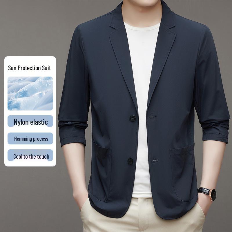 

Men s Ultra-Thin Ice Silk Casual Blazer - Lightweight & Breathable Summer Jacket 4XL темно-синий