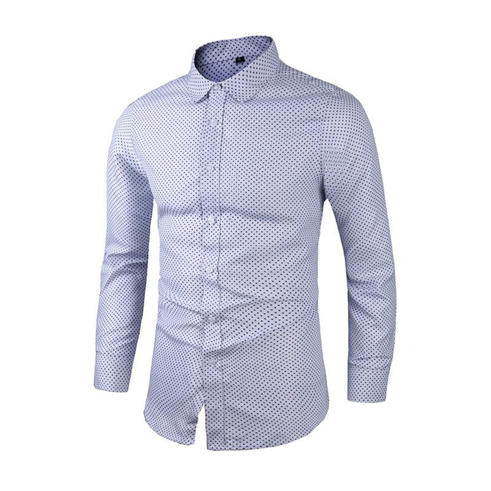 

Long Sleeve Oversized Shirt Lapel Business Plaid Shirt Multicolor Shirt XL білий