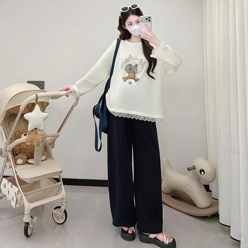 2026 Spring Korean Style Loose Maternity T-Shirt - Plus Size & Hoodie Option