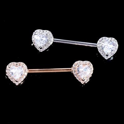 1Pc Surgical Steel Barbell  Heart Nipple Ring Helix Piercing Body Jewelry