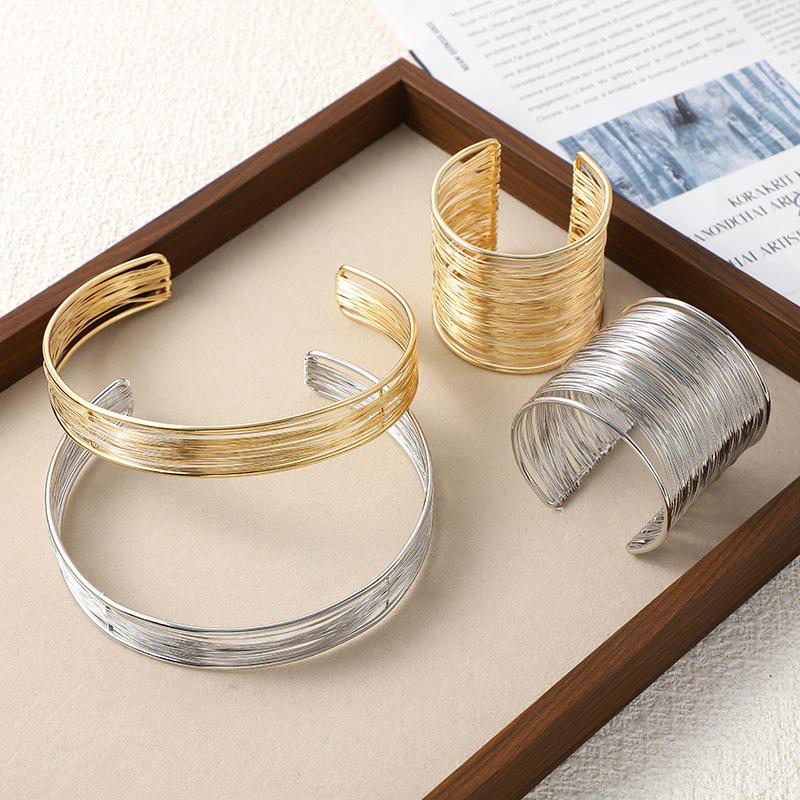Wind Opening Bracelet Neck Ring High Sense Multi-Layer Metal Collar Arm Ring Geometric Hollow Jewelry