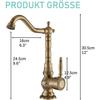 Antique Brass High Tap Bathroom Basin Single Lever Sink Mixer Tap 360° Rotating Spout