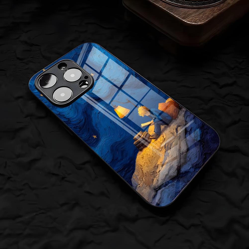 Little P-Prince And A F-fox Phone Case For IPhone 17 Air 16 E Pro Max 15 14 13 Mini 12 Pro 11 Max Plus Black Glass Cover
