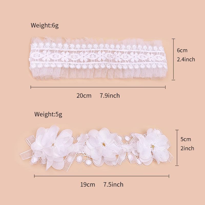 Baby White Lace Flower Headband with Bow for Girls – Sweet Princess, Birthday, Hundred Days Elastic Headband.