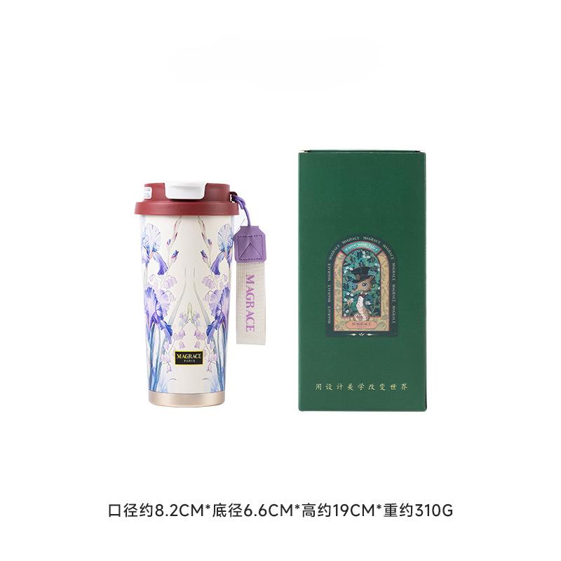 2025 500ML High-end Midsummer Garden Straw Thermos Cup Original Pattern Women's 316 Stainless Steel Water Cup Gift Cup