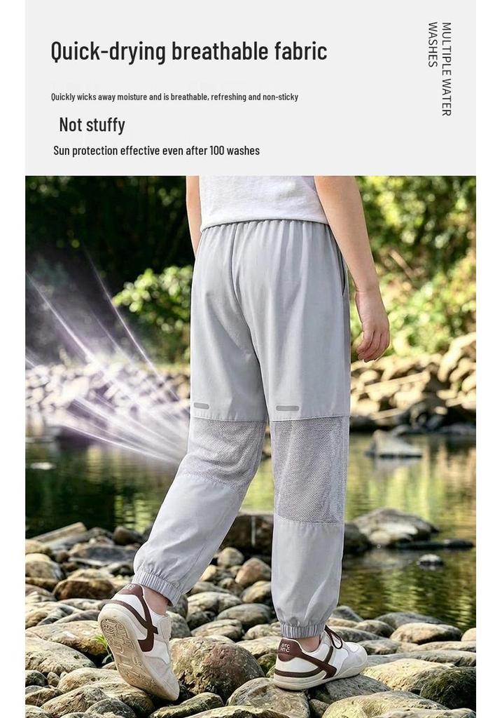 Girls' Quick-Dry Summer Joggers - Lightweight, Anti-Mosquito Ice Silk Pants for Older Kids
