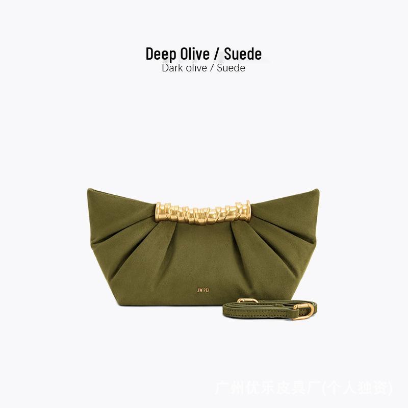 Bolso de mano plisado metálico JW PEI Leia - Bolso cruzado de noche a la moda