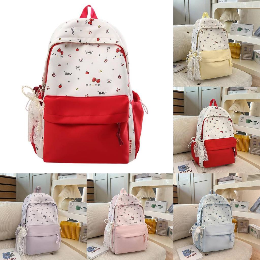 School Backpack For Girls With Oxford Fabric And Butterfly Bow For Teen Study Use