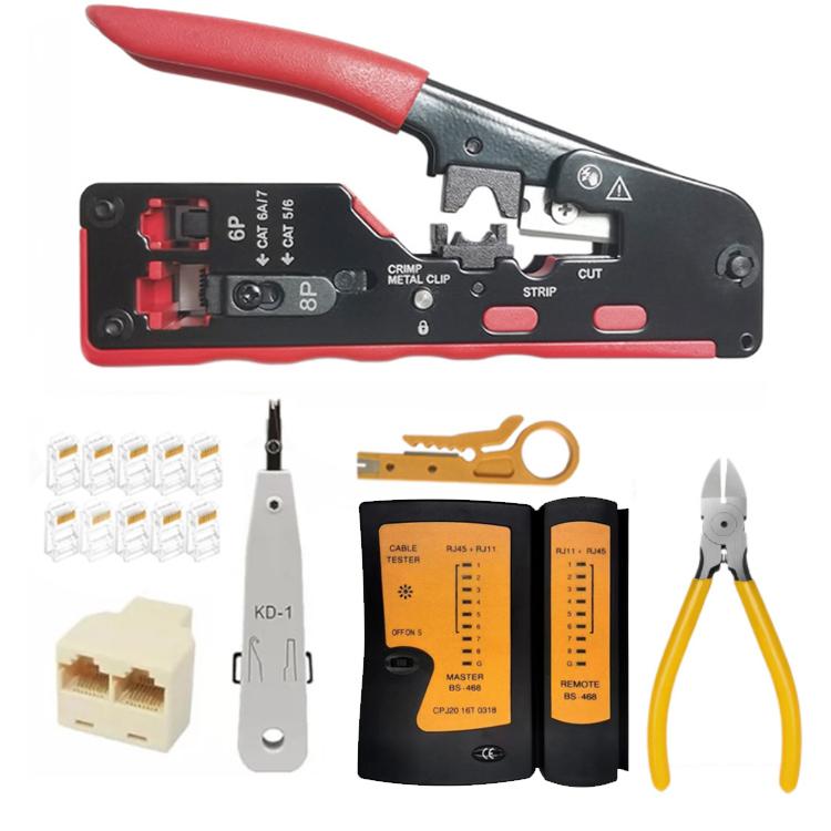 Multifunctional 6P 8P Wire Cable Crimper Stripper Cutter Pliers Network Cat5e Cat6 Cat7 Rj45 Pass EZ Crimping Tool Novelty Gift
