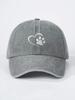 Washed Baseball Cap With Embroidered Heart And Paw Print, Adjustable Outdoor Sun Hat For Adults