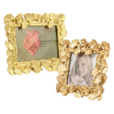 2Pcs Vintage Picture Frame Ginkgo Textured Resin Crafted Photo Frame for Wall Hanging or Tabletop Display Frame Home Decoration