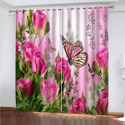 Wohnzimmer Dekoration 3D Tier Pflanze Tanzender Schmetterling Blume Schlafzimmer Vorhänge Set, Verdunkelungsvorhang, 2 Stück Kostenloser Versand