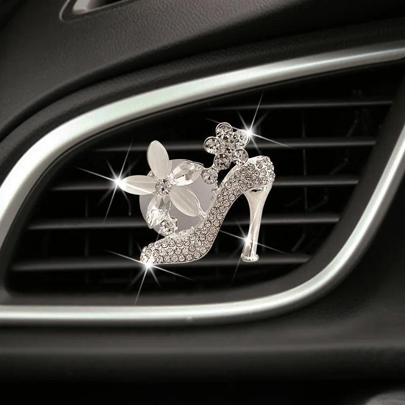 2Pcs/set Car Accessories, A Sparkling Golden Car Air Freshener Clip, Girl's Wallet, A High-heeled Car Scent Diffuser,Car Decorations.