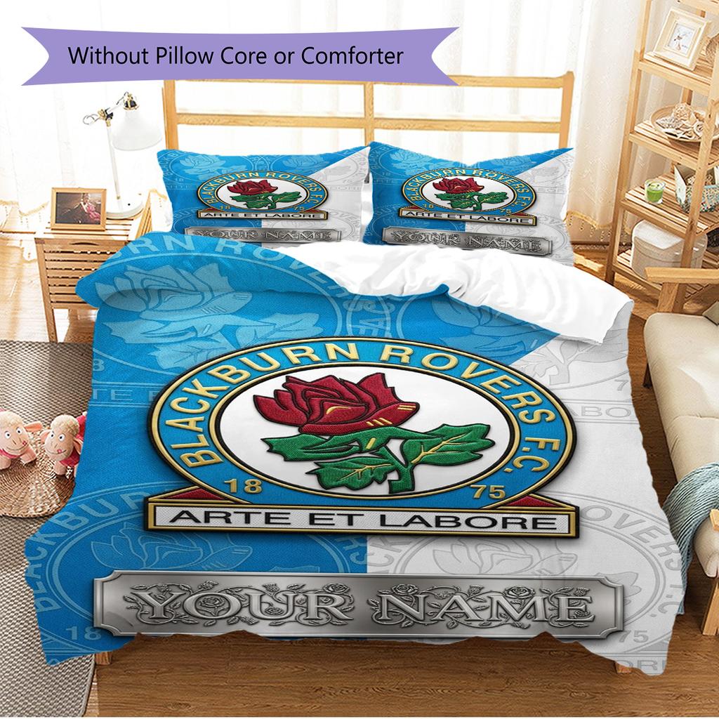 Name Custom Blackburn Rovers Pattern Bedding Set Quilt Cover Pillowcase Home Decor Gift (1 * duvet cover + 2 * pillowcase, without core)