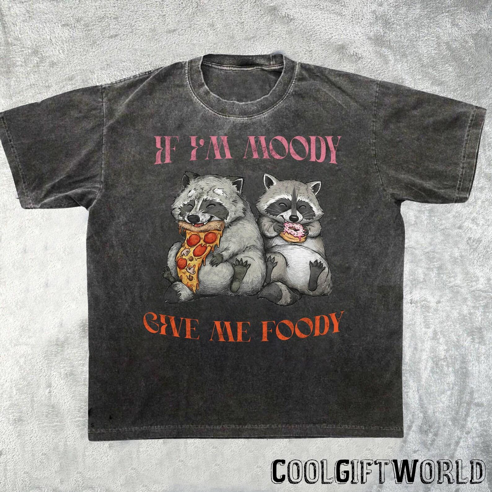 Retro Raccoon Moody Foody T-Shirt, Vintage Meme Tee 3XL