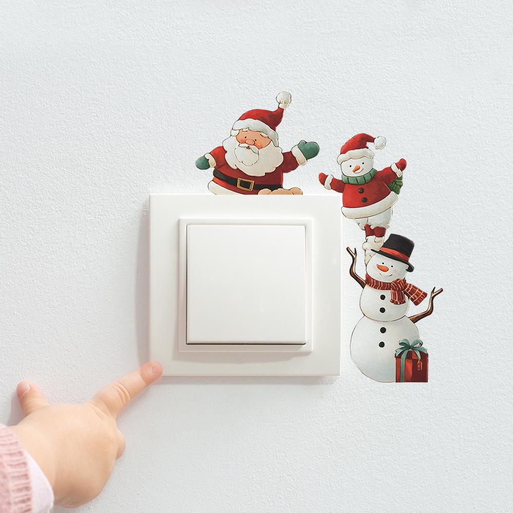 Lustiger Schneemann und Weihnachtsmann Wohnzimmer Eingang Verschönerung Schalter Wandaufkleber