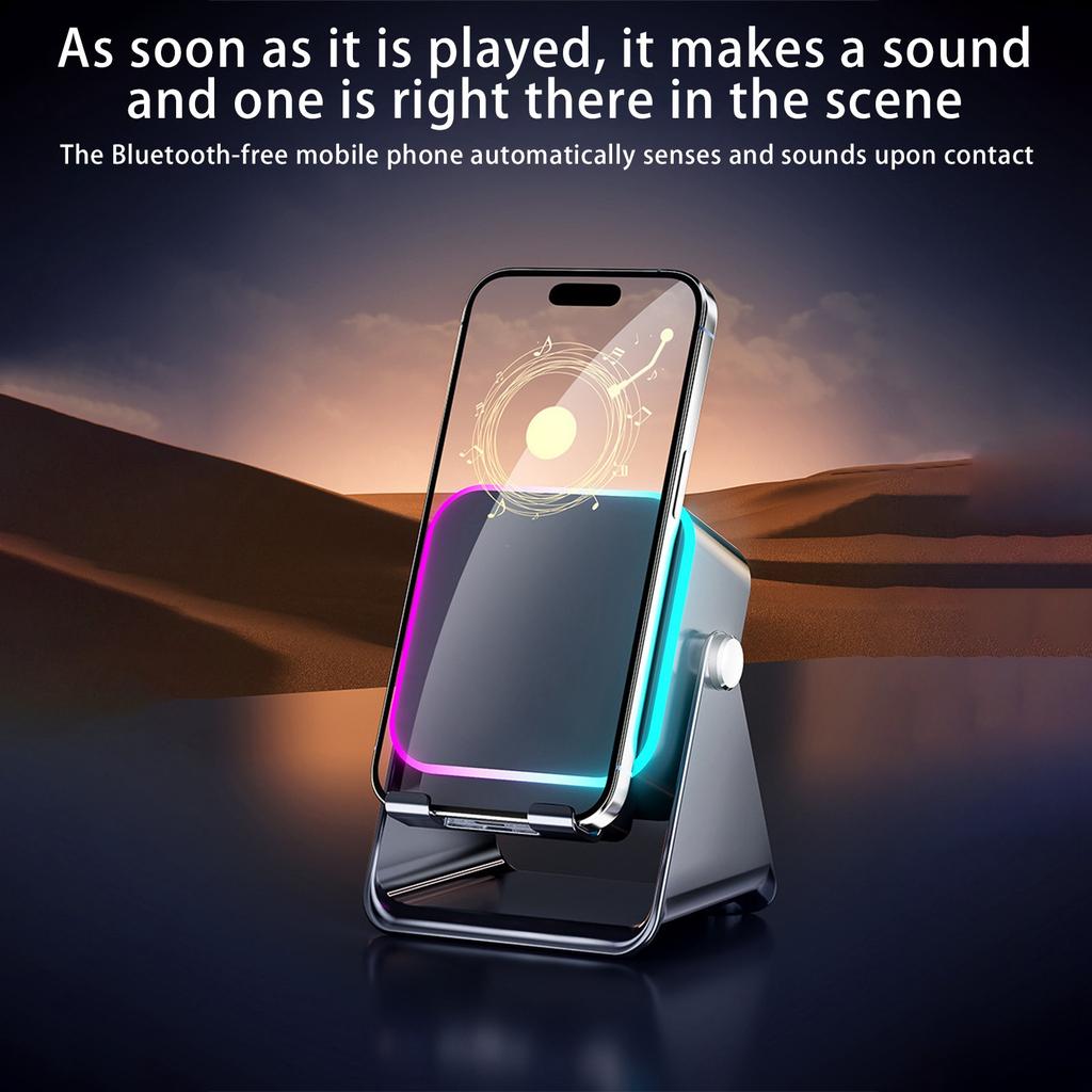 5 In 1 Wireless Bluetooth Speaker With Phone Holder Features 360° Adjustable Stand And Colorful Lights Long Battery Life With Bass
