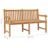 Vidaxl Ławka Ogrodowa, 150 Cm, Lite Drewno Tekowe