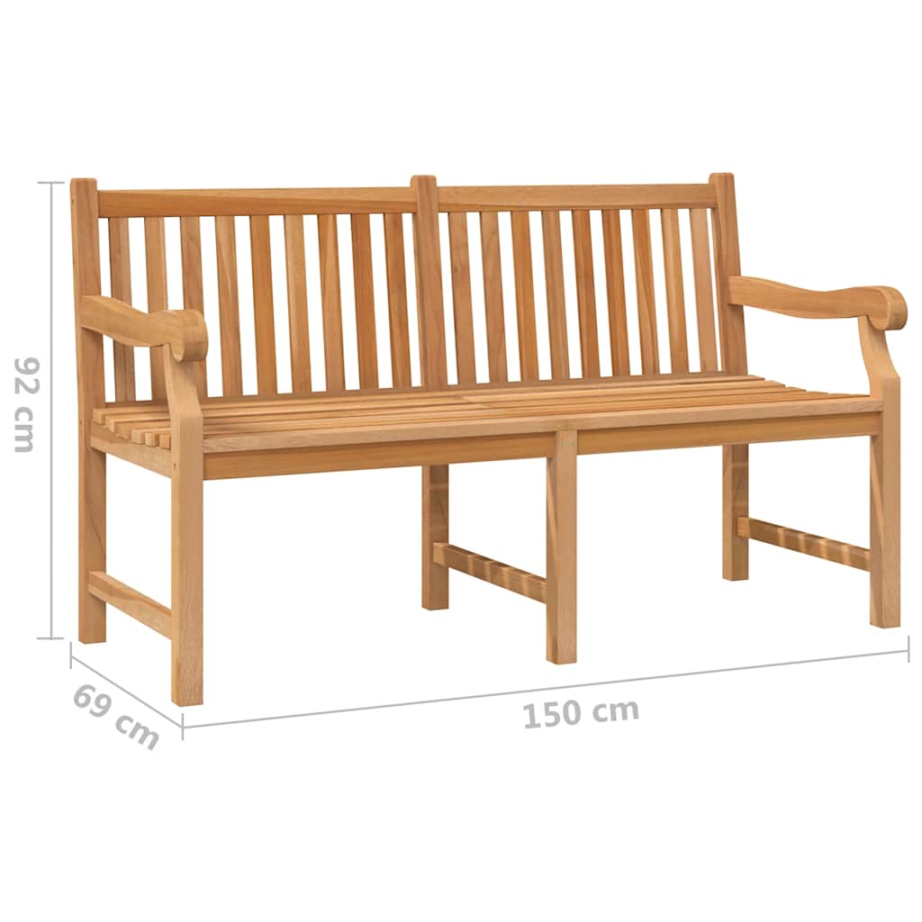 Vidaxl Ławka Ogrodowa, 150 Cm, Lite Drewno Tekowe