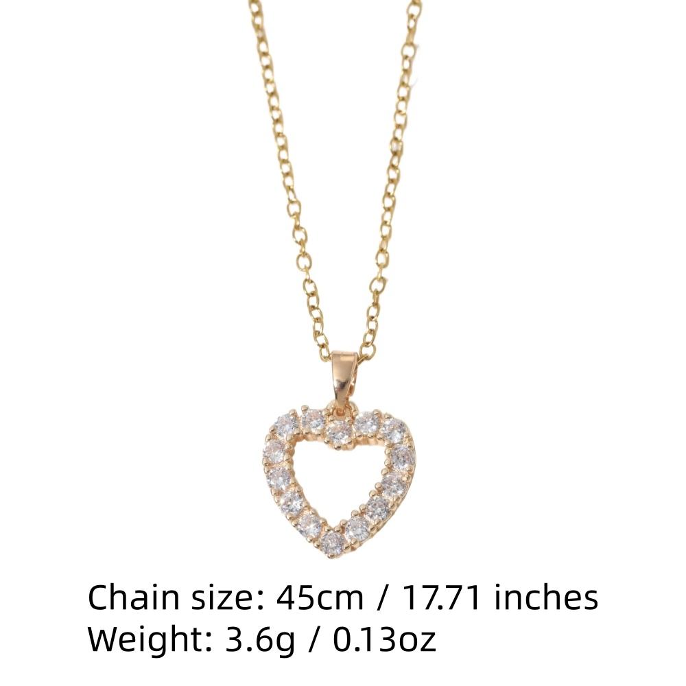 Sparkling Heart Zirconia Necklace, Golden Plated Chain, Bridal Jewelry for Wedding & Party