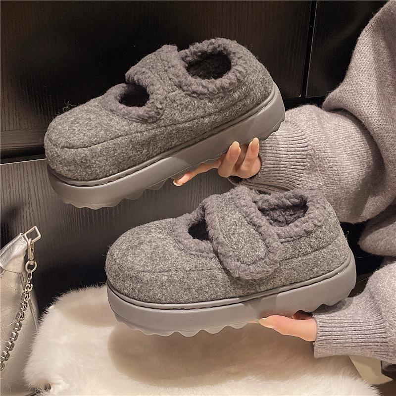 Women's Large Size Winter Warm Snow Boots Padded Lined Ankle Boots Fur Integrated Non-Slip Hiking Sports Bean Cotton Shoes
