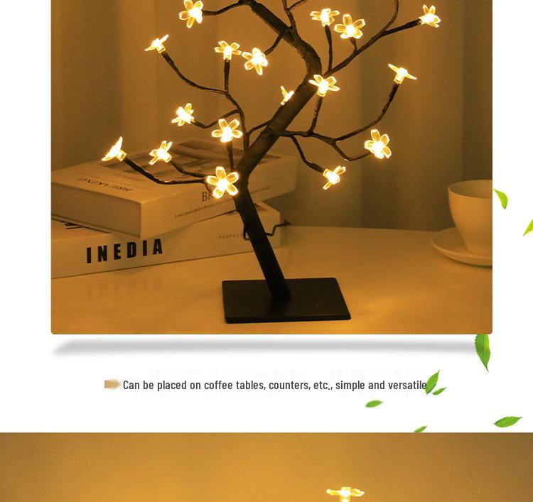 Cherry Blossom & Maple Leaf LED Tree Night Light - Creative Desktop Decoration Atmosphere Lamp