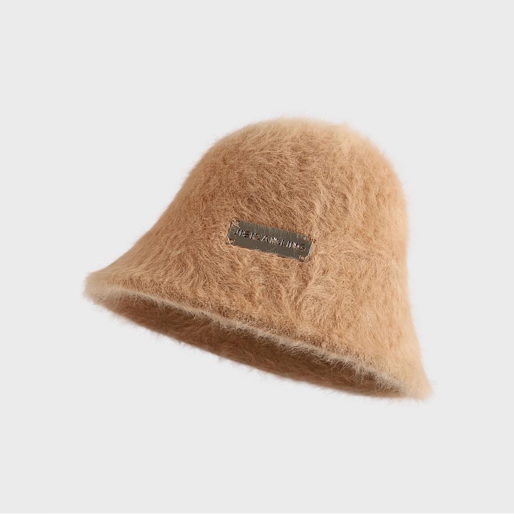 Spring and autumn warmth and versatile, big head circumference, small rabbit fur bucket hat girl