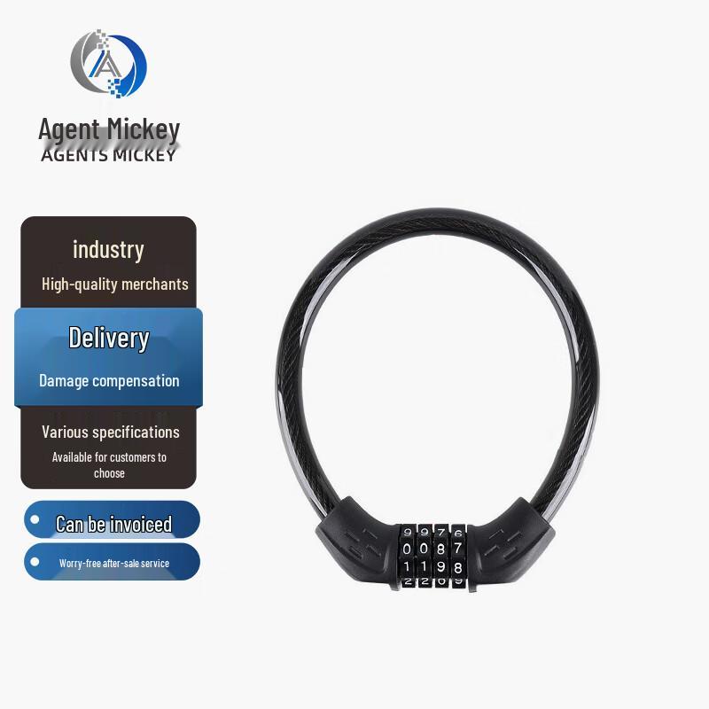 Agents Mickey 5-Digit Combination Bicycle Cable Lock Large