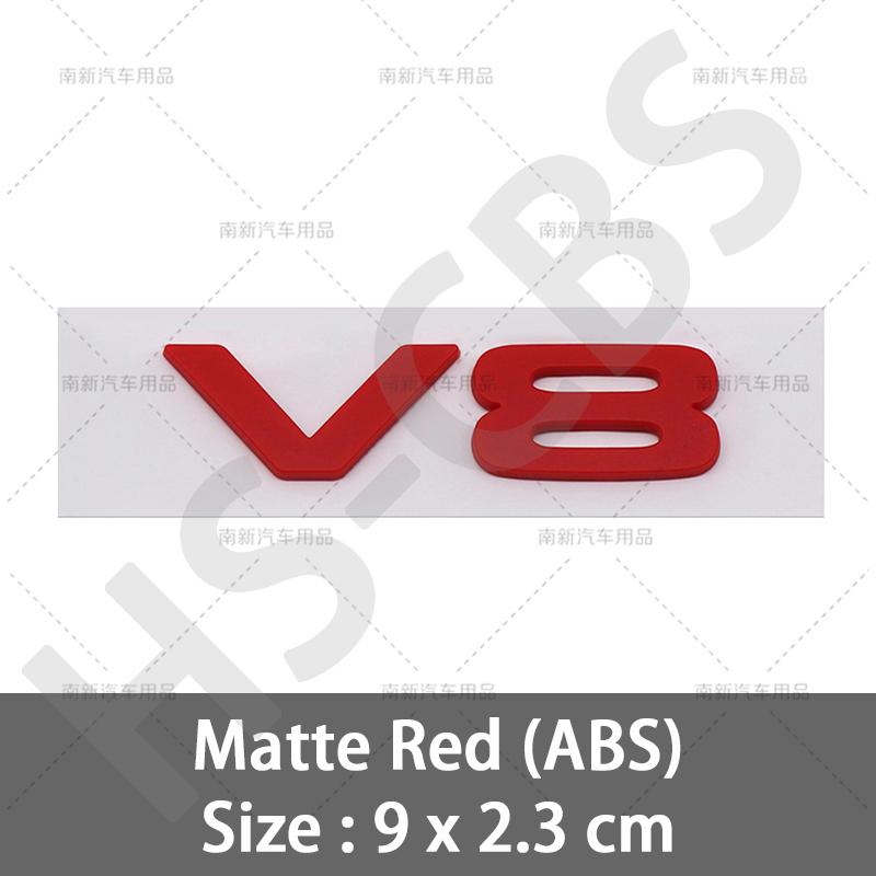 3D ABS Bilmotor Slagvolym Logotyp V8 Bokstav Emblemet Bakluckeemblem Auto Baklucke Dekaler