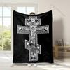 1PC Three horizontal crosses Faith-printed Flannel Blanket Soft and Warm Suitable for Home Travel Picnics Camping and RV Use