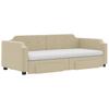 Pull Out Daybed with Drawers Cream 90x200 Cm Fabric