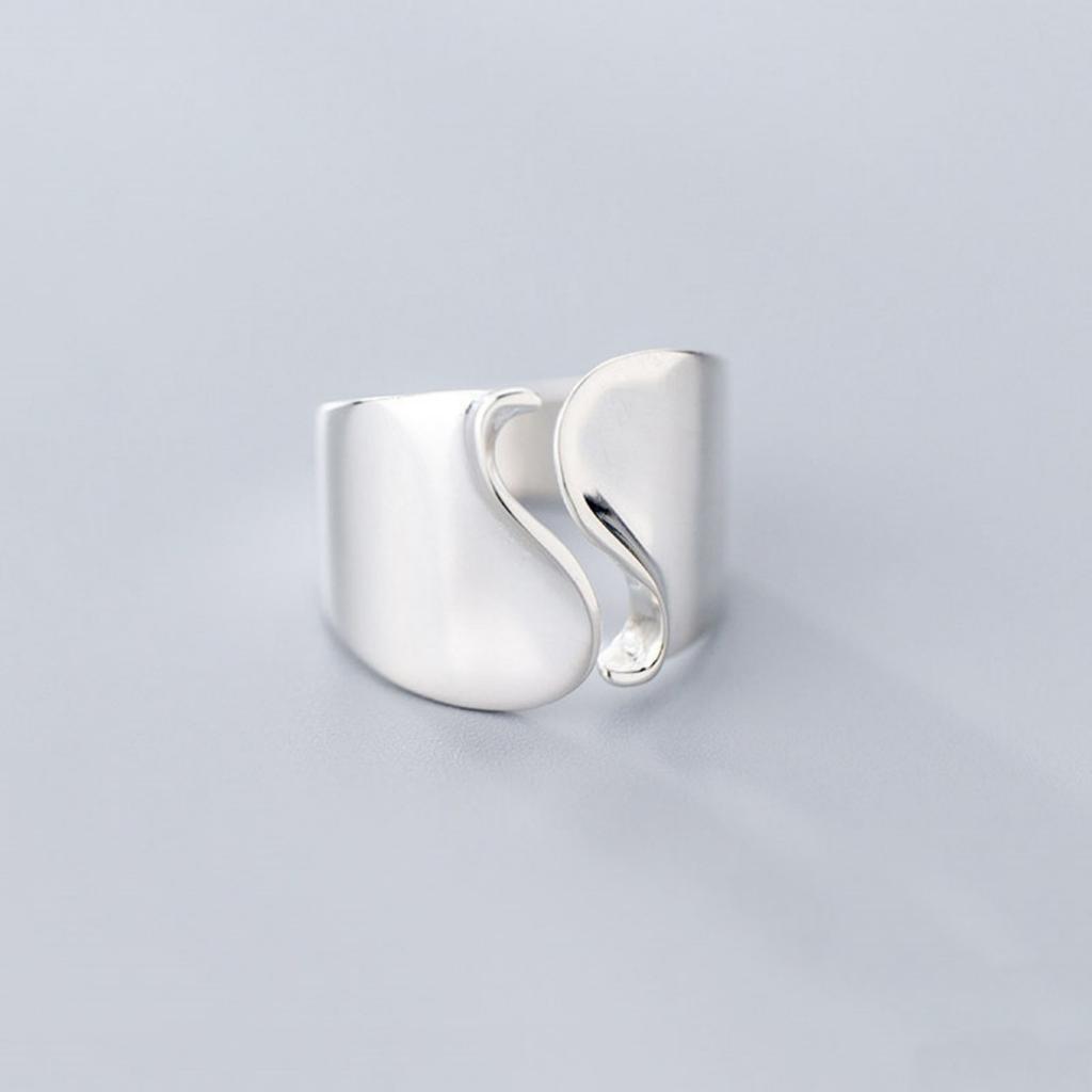 Minimalist Glossy Wide Wave Shaped Finger Rings For Women Men Punk Geometric Twisted Chunky Knuckle Ring Aesthetic Party Jewelry